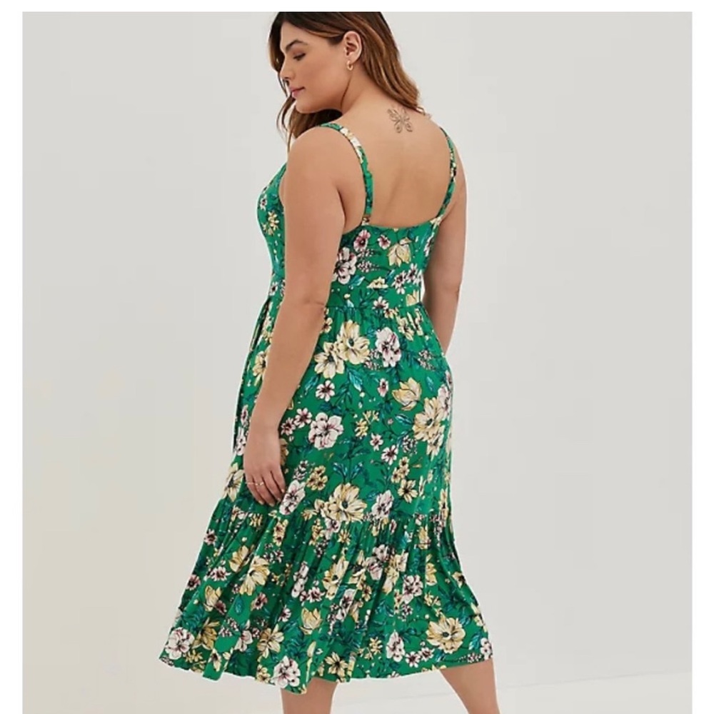 Green Floral Midi Dress